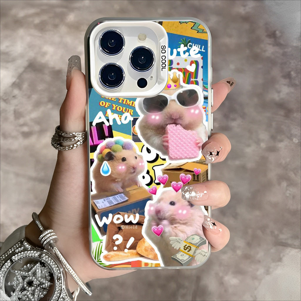 🔥COD🔥เคส IPhone 11 12 13 14 15 16 Pro MAX 14 15 Plus XR XSmax X 7PLUS เคสโทรศัพท์แฟชั่นรูปหนูแฮมสเตอร์ตัวน้อยสุดน่ารัก