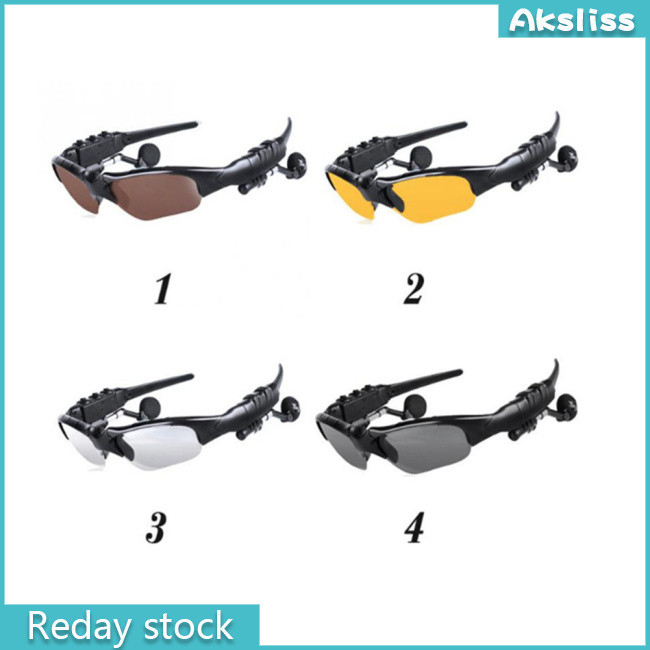 Aks แว่นตาที่รองรับบลูทูธหูฟังไร้สายสเตอริโอพร้อมไมโครโฟนแว่นกันแดดโพลาไรซ์หูฟังตัดเสียงรบกวน
