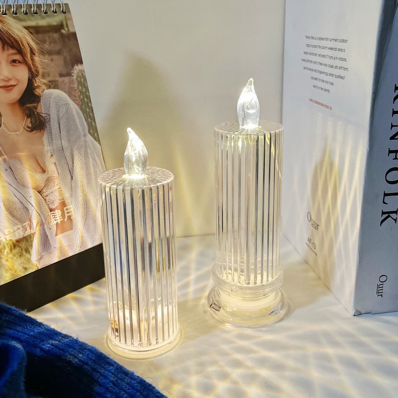 DT07-63 เทียนไฟ LED ลายตรงทรงสูง [6] N10-2