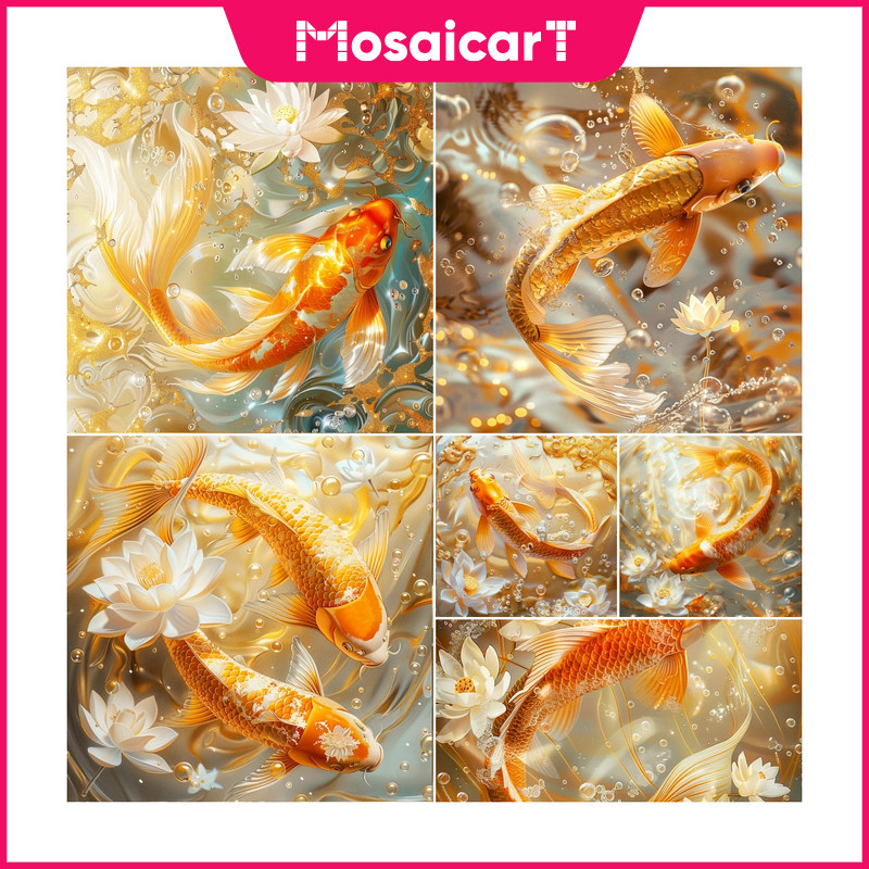 MAgood Luck โบรเคดปลาคาร์พ 5D เพชรจิตรกรรมคริสตัล Cross Stitch Full Diamond Home Wall ตกแต่ง 30x30/40x40/50x50/60x60 ซม.