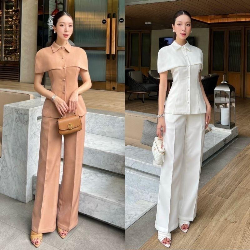 PD (พร้อมส่ง) Shimmer20 21 ชุดเซ็ตเสื้อแขนคลุมไหล่+กางเกงขายาว ร้าน  PD.shop
