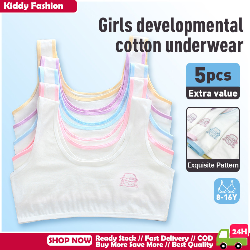 【จัดส่งเร็ว 】5 ชิ้น Innerwear สําหรับสาววัยรุ่นชุดชั้นในผ้าฝ้าย 100% 8-16 ปี One Size ราคา ถูกที่สุด ดีลบีเคเค