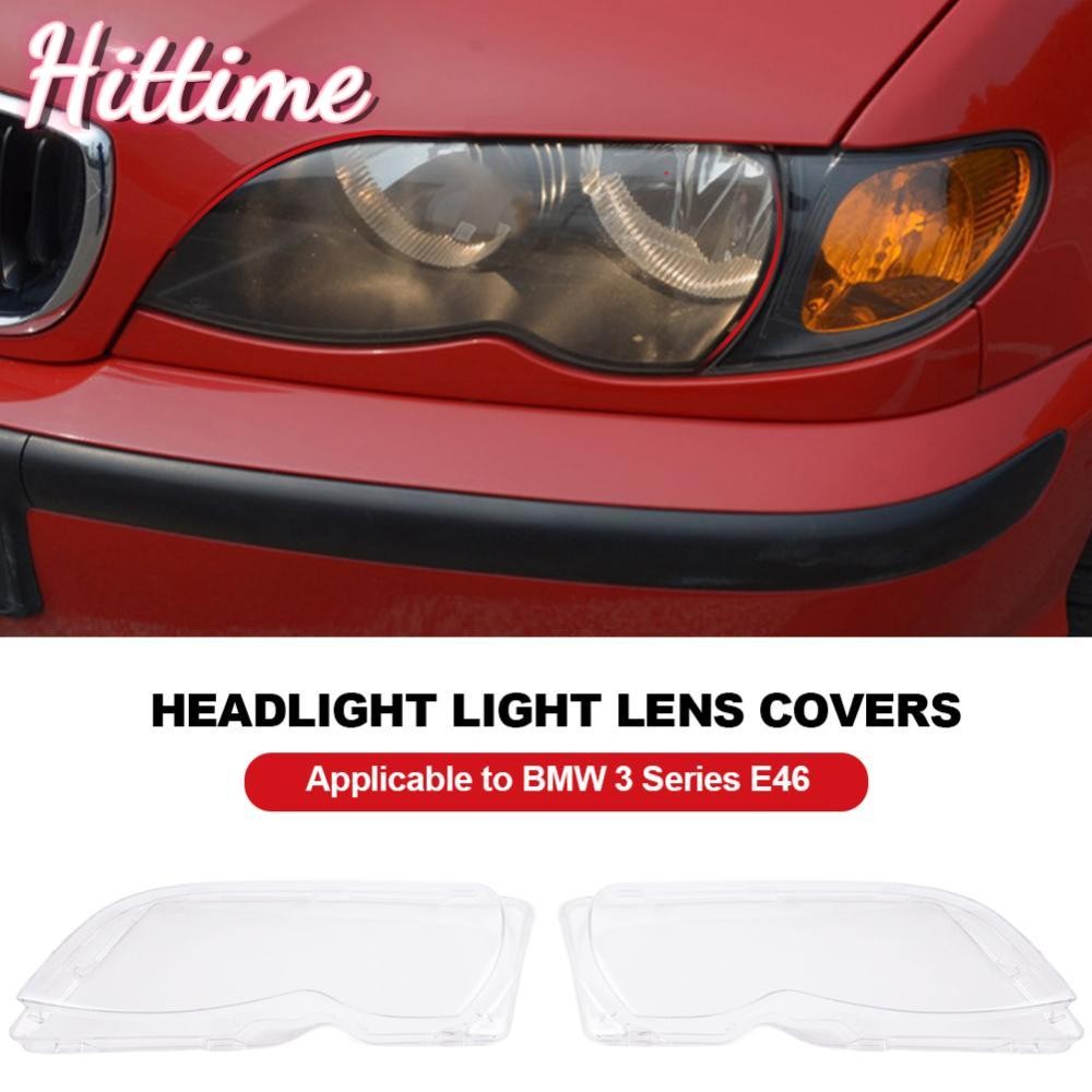 HITTIME ไฟหน้ารถเลนส์ใสครอบคลุมไฟหน้าสําหรับ BMW 3 Series E46 318i 320i 325i 4 ประตูซีดาน 2002-2005 
