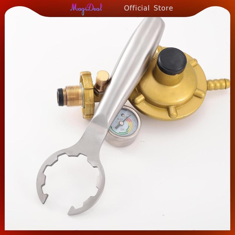 MagiDeal กระบอกสูบแก๊สประแจ Liquefied Gas Removal Spanner เครื่องมือมือสแตนเลสน้ําหนักเบา Nonslip เปิดถังแก๊ส Remover