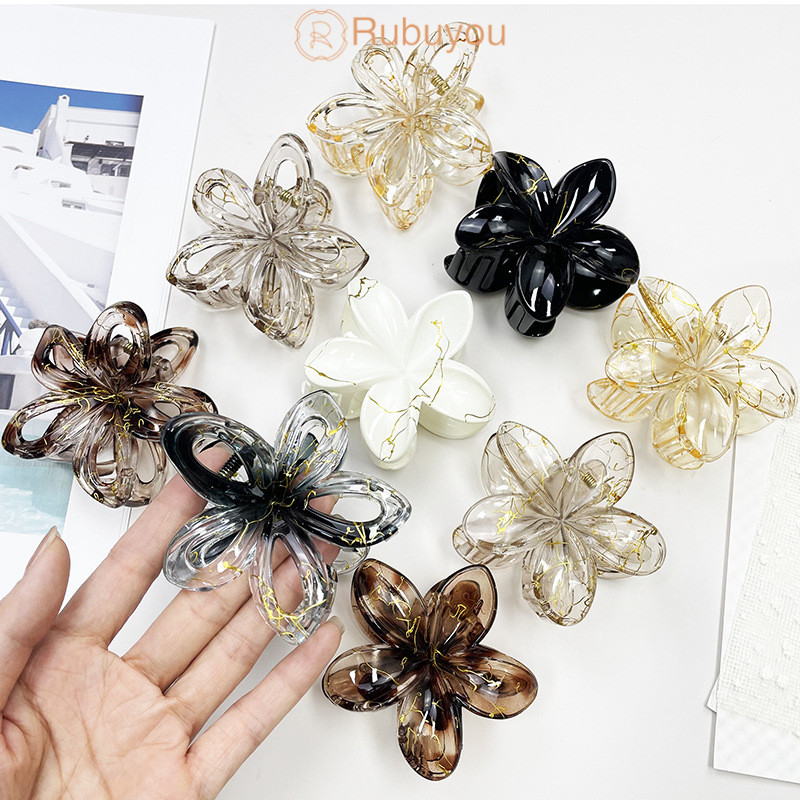 Rubuyou Egg Flower Hair Claw Clip Gradient Fashion Hair Clip Transparent Women-COD