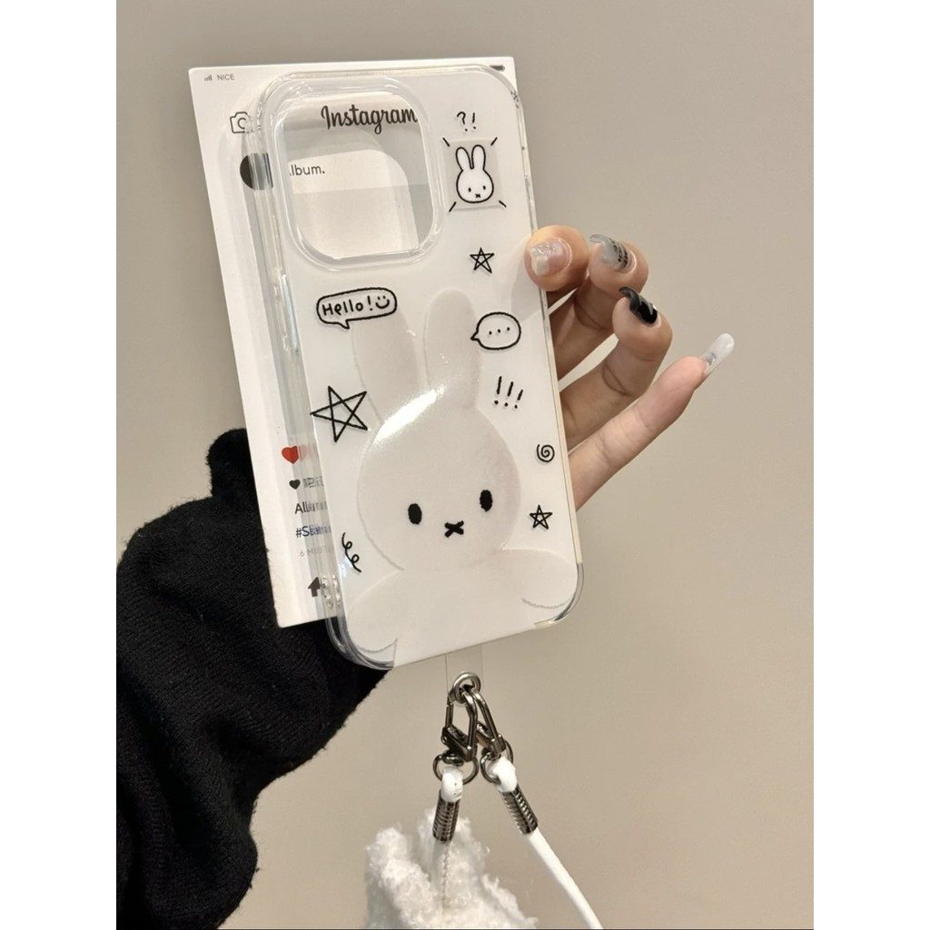 น่ารักการ์ตูน Doodle Miffy Bunny IMD เคสโทรศัพท์สองชั้นสําหรับ Samsung A11 A30s A30 A50 A21s A35 A33