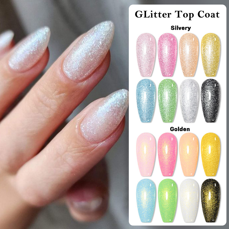 MEET ACROSS 7ml Glitter Top Coat Soak Off Uv Led Nail Art เจลเคลือบเงาฟังก์ชั่นสีสัน