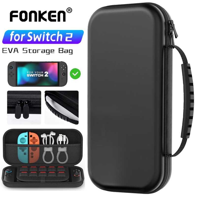 Fonken กระเป๋าเก็บ EVA เปลือกแข็งกันกระแทกป้องกันพกพาสําหรับ Nintendo Switch 2 คอนโซลและอุปกรณ์เสริม