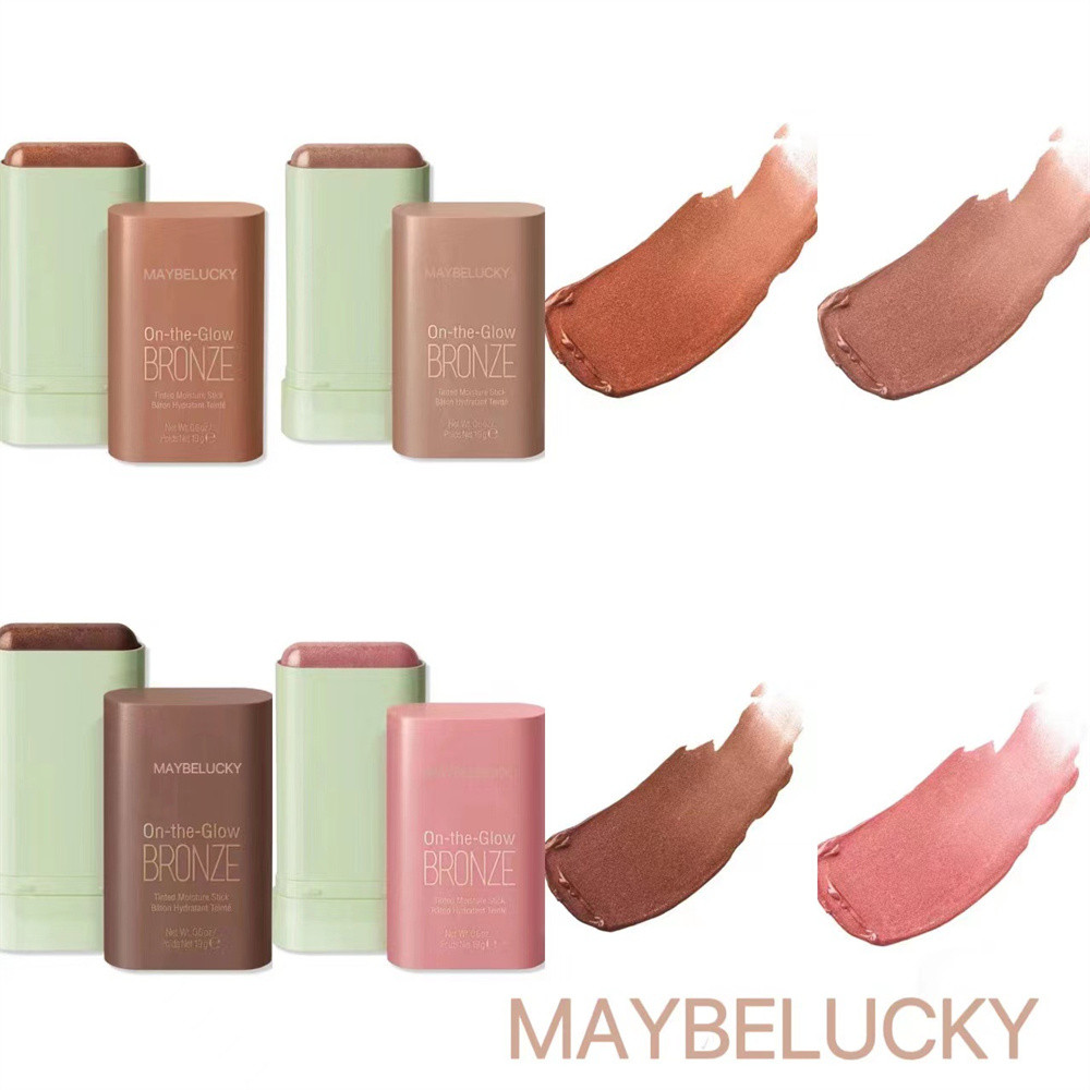 【การจัดส่งภายในประเทศ】4 ชิ้น MAYBELUCKY Blush Highlighter Stick บลัชออนเนื้อครีมเนียน ติดทนนาน นุ่ม กันน้ำและกันเหงื่อ