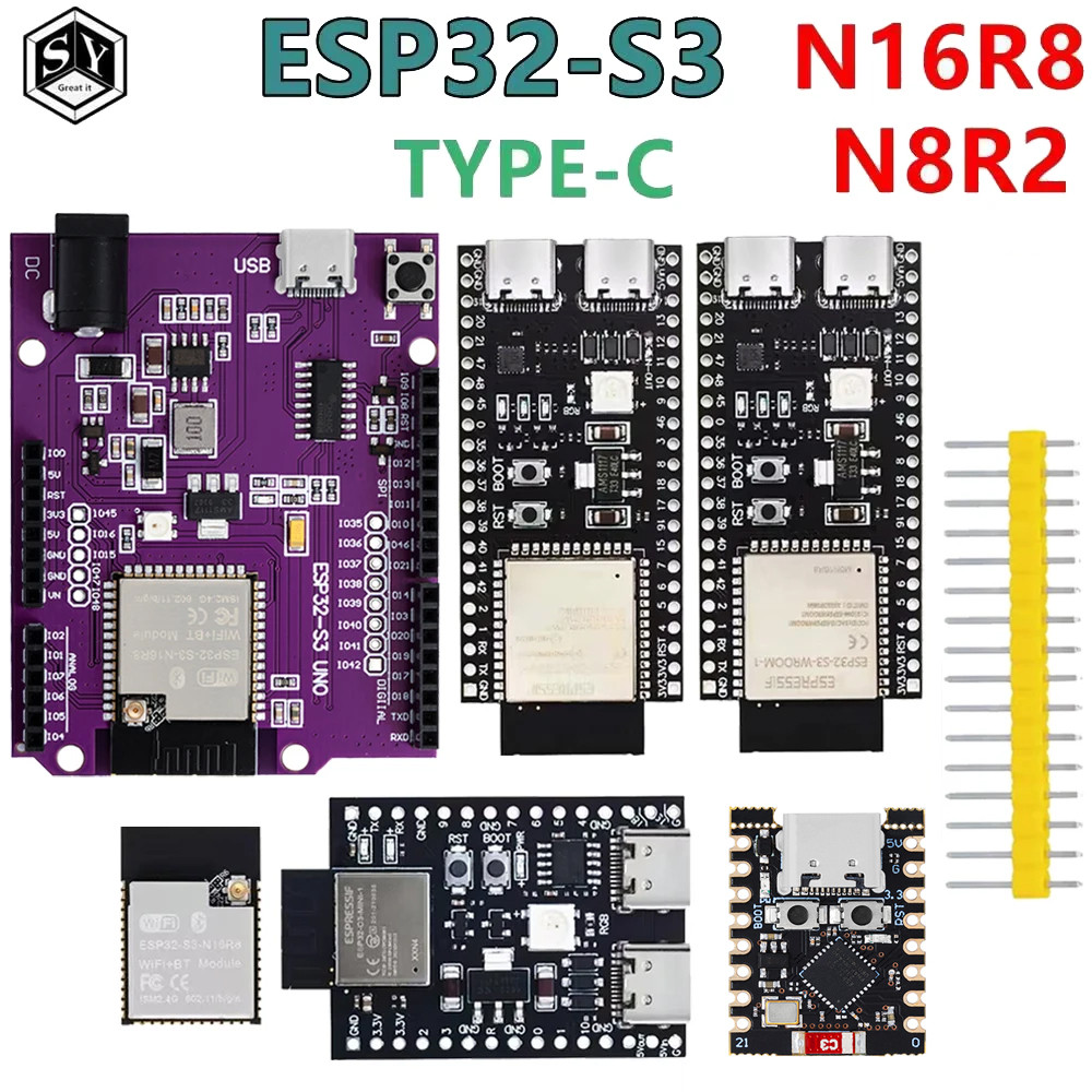 ESP32-S3-DevKitC-1 ESP32-S3-n16r8 n8r2 uno WiFi บลูทูธ BL 5.0 ตาข่าย Development Board ESP32 โมดูลไร