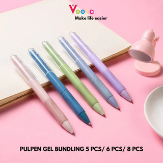VOOVA Paket Pulpen Pelajar/ Bundling 5 pcs/6 pcs/8 pcs Pulpen Bundling/Pen Quick-Drying 0.5mm Black/ Pulpen Gel Anti Bocor/ Pulpen Tinta Hitam