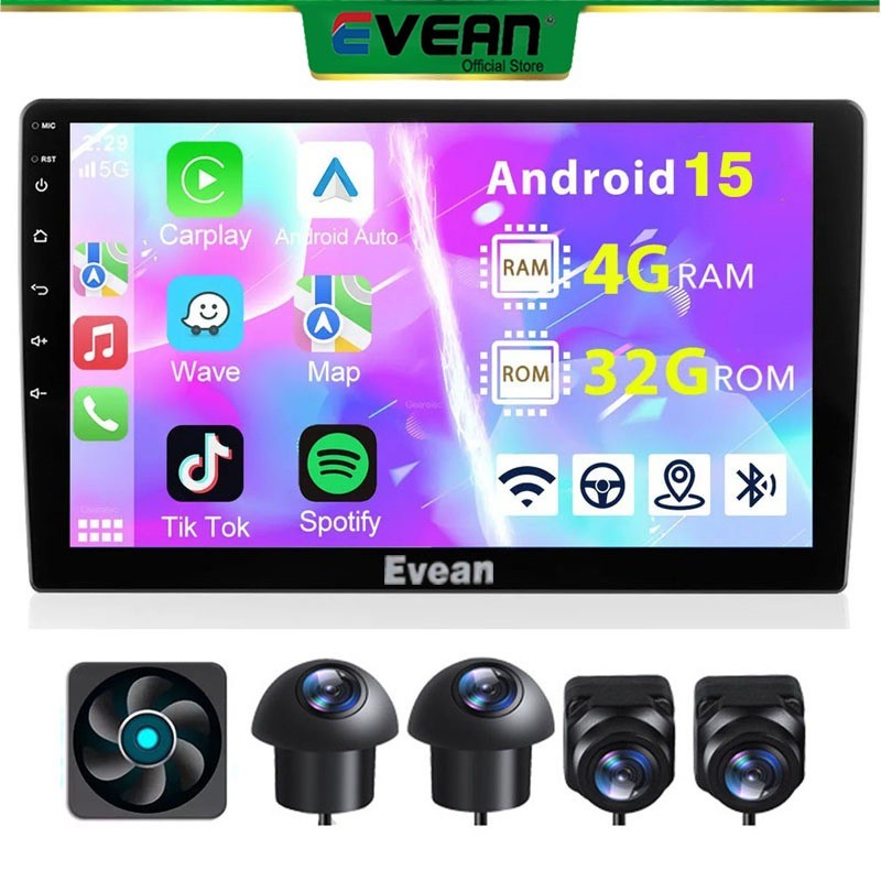 [พัดลมระบายความร้อน]Evean 360 System Car Android Player Octa Core 2din Head Unit 4G 32G 9"/10.1" พร้