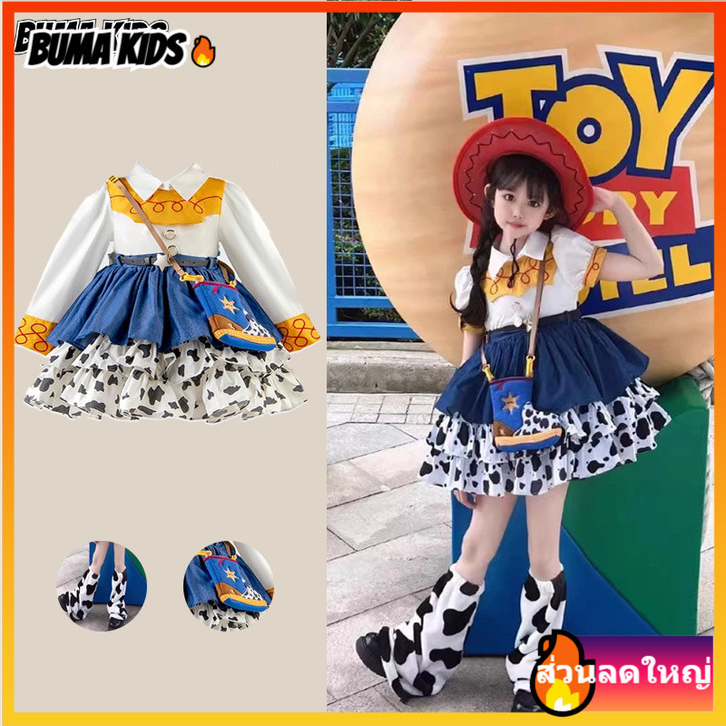 BUMA KIDS🔥ชุดเจ้าหญิงโลลิต้าสําหรับเด็กผู้หญิง เสื้อผ้า Woody Denim Cos ชุดแม่ลูก