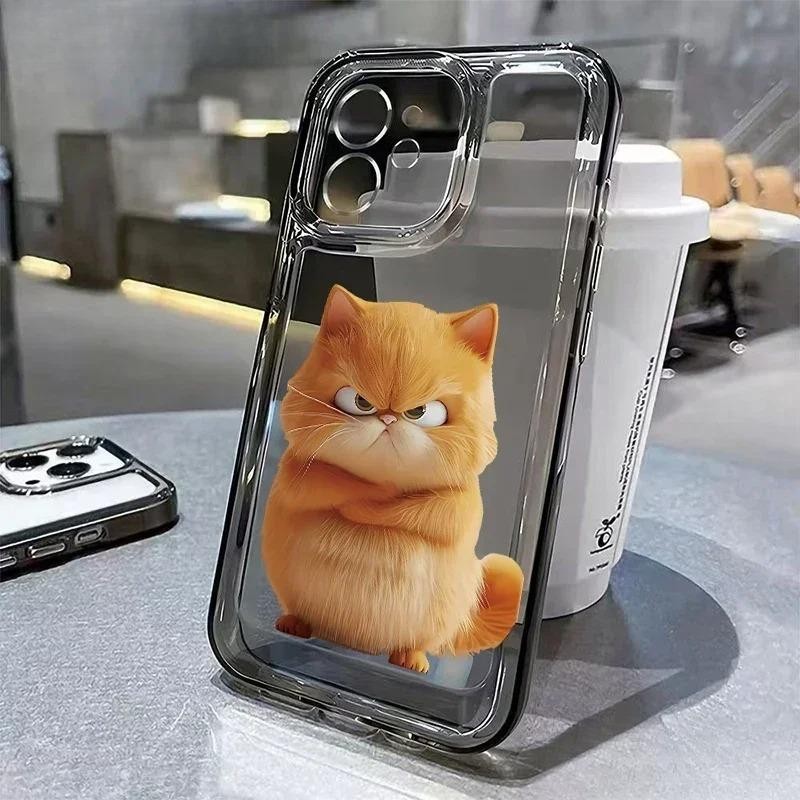 Angry CatสําหรับiPhone 15Pro 17 16 14 13 12 11 Pro Max XR 7 8 Plus ฝาครอบกันกระแทกป้องกันหน้าจอปลอก