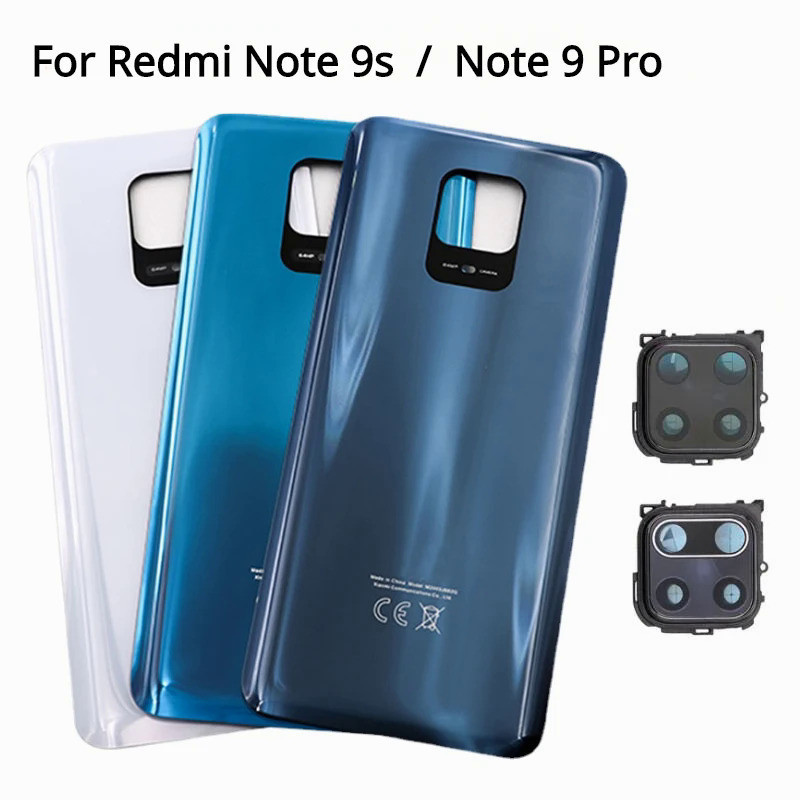 ใหม่สําหรับ Xiaomi Redmi หมายเหตุ 9S ฝาครอบแบตเตอรี่ด้านหลังประตูสําหรับ Redmi หมายเหตุ 9 Pro note9 pro ปกหลังพร้อมเลนส์กล้อง