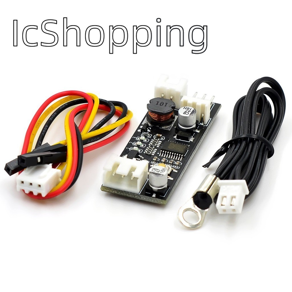 เดี่ยว 12V 0.8A DC PWM 2-3 สายพัดลมควบคุมอุณหภูมิควบคุมความเร็วแชสซีคอมพิวเตอร์โมดูลลดเสียงรบกวน NTC B 50K 3950