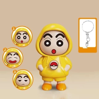 【พร้อมส่ง】Crayon Shin-chan ตุ๊กตาเปลี่ยนหน้าเครยอนชินจัง พร้อมพวงกุญแจพลาสติก 4ใบหน้า ของเล่นงานฝีมือ DIY ไม่มีกล่อง
