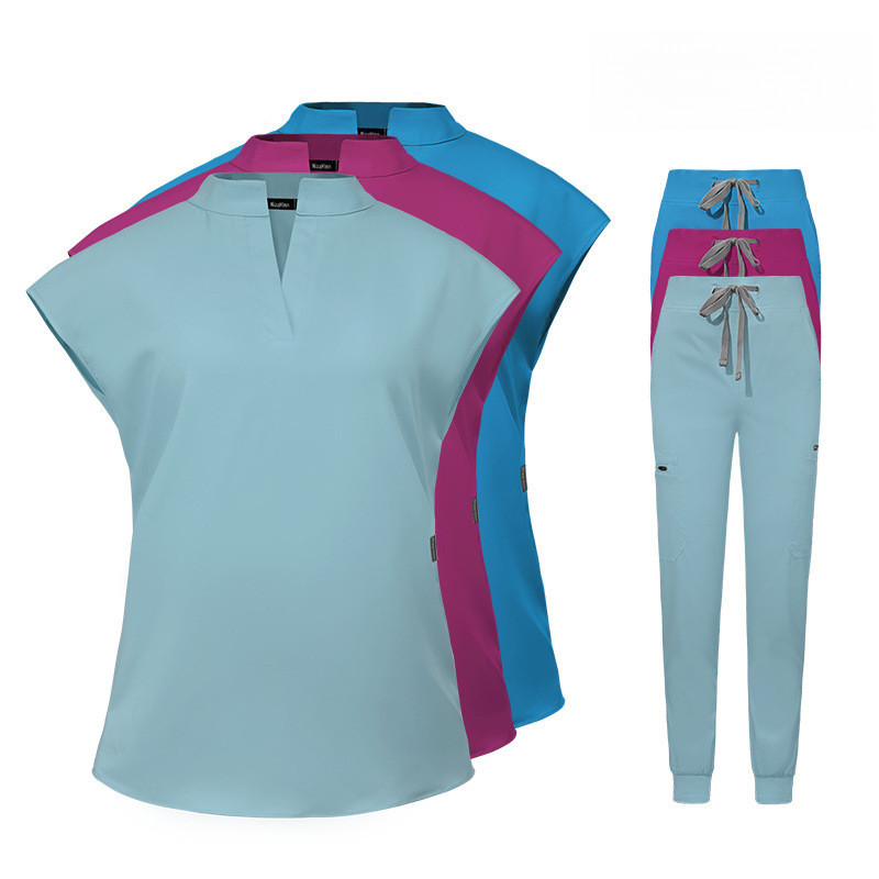 Niaahinn เสื้อ+กางเกงแฟชั่นขัดชุดสไตล์ใหม่ขั้นสูงผ้า Quick-Drying ผู้หญิง Caregiver พยาบาลหมอสัตว์เลี้ยงโรงพยาบาลเสื้อผ้าทํางาน