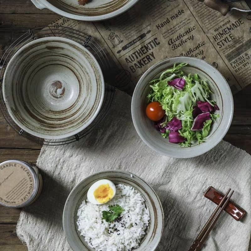 เครื่องใช้บนโต๊ะอาหารชามราเม็งขนาดใหญ่ชามข้าวก๋วยเตี๋ยวชามซุปสร้างสรรค์บนโต๊ะอาหารเชิงพาณิชย์ชามกระเ