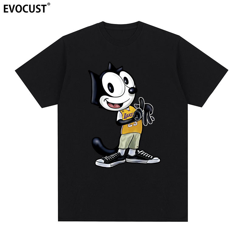 ผ้าฝ้าย 100% Felix เสื้อยืดแขนสั้น Felix Cat Cat Slave การ์ตูนอะนิเมะ American Retro ผู้ชายผู้หญิง W