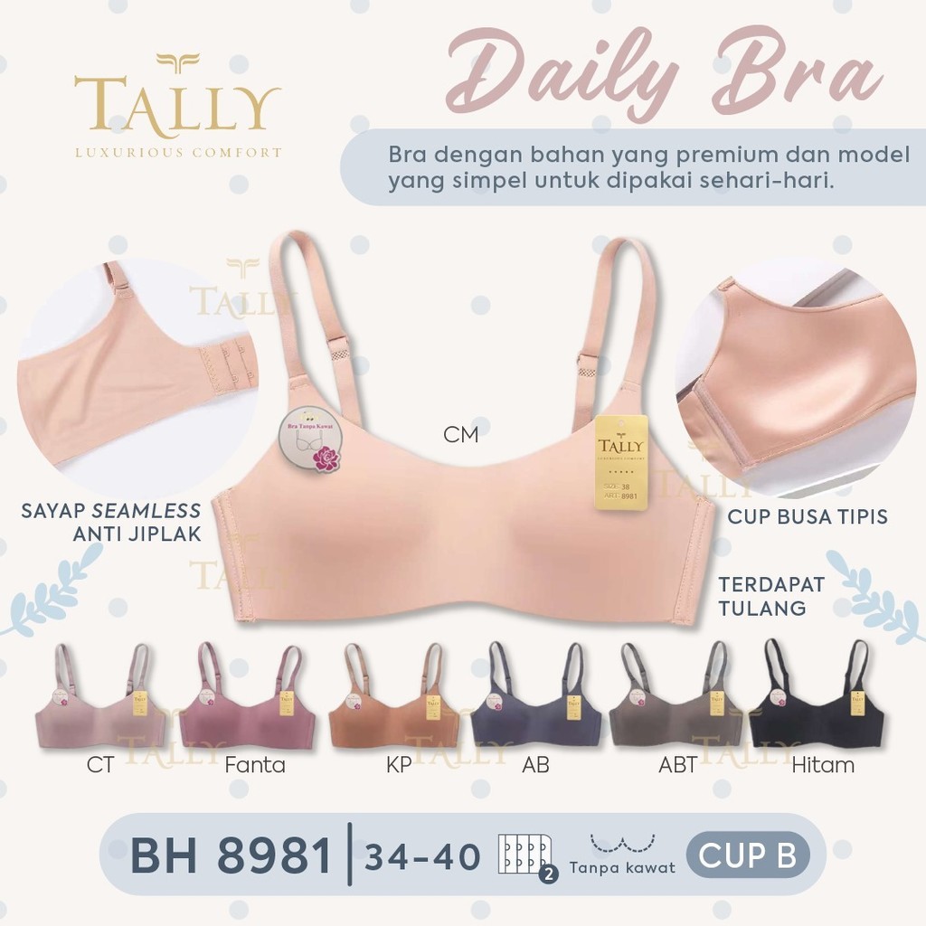 KATUN SALLY BRA BH 8981 I CUP BI FULL CUP I THIN FOAM I ไร้สาย I HOOK 2 I ขนาด 34 - 40 I SOFT COTTON