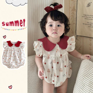 ฤดูร้อนใหม่เสื้อผ้าเด็กเด็กสาวบินแขนบอดี้สูท0-24เดือนเด็กบางการ์ตูนกระต่ายสุดน่ารักสามเหลี่ยม ชุดรอมเปอร์ สไตล์เกาหลี