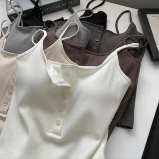 เสื้อสายเดี่ยว เข้ารูป ผ้าร่อง X08 สายยาว กระดุมใช้งานได้ทุกเม็ด สีพื้น ใส่สบาย มีฟองน้ำเย็บติด พร้อมจัดส่ง