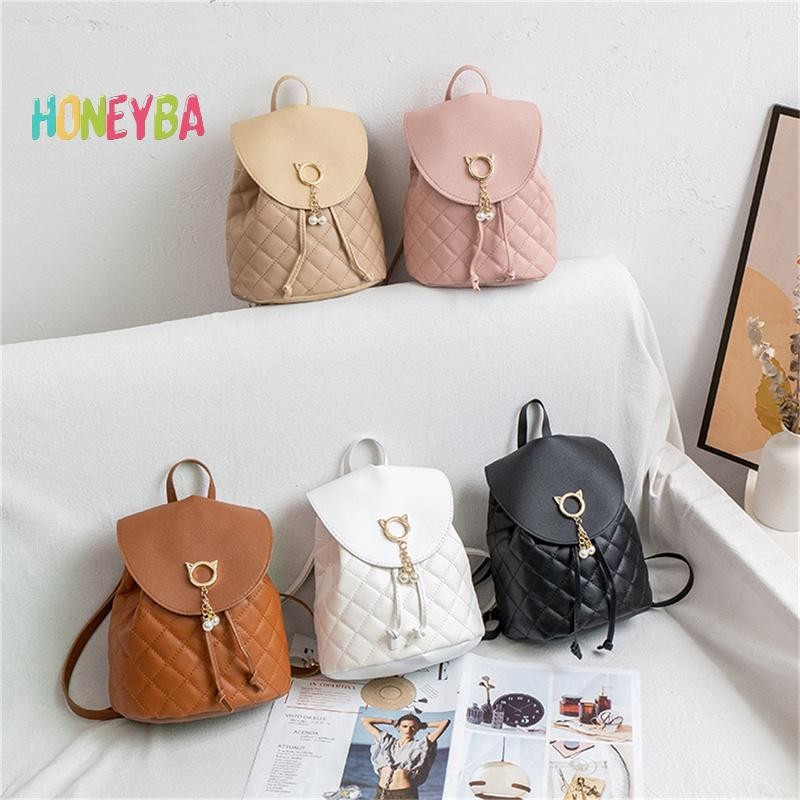 <Honeyba> Women PU Leather Shoulder Mini Small Backpack Multi-Function Student Backpack Nice