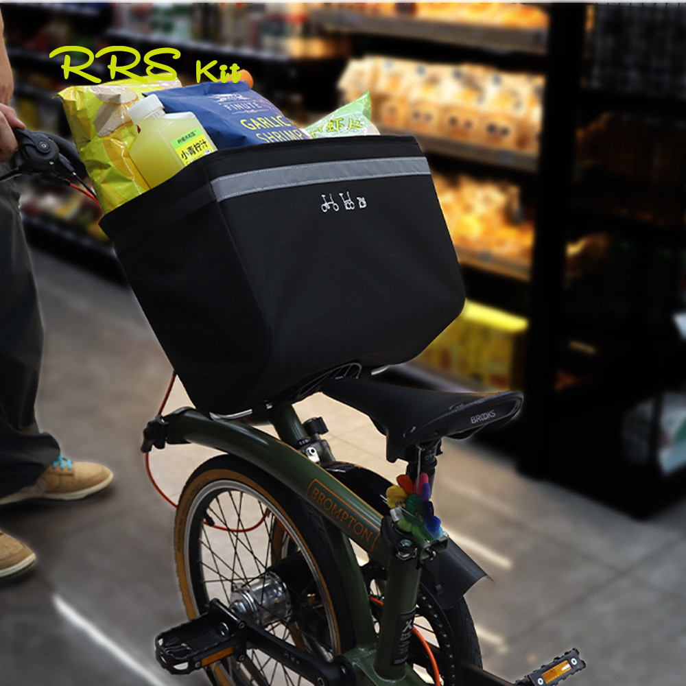 Rrskit จักรยานด้านหน้ากระเป๋าเก็บของพร้อมขายึดตะกร้าผักกระเป๋าขายึดภายในสําหรับจักรยานพับ Brompton - รูปที่ 4