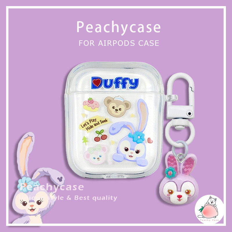 Disney น่ารัก Duffy Bear StellaLou กระต่ายจี้ TPU หูฟังไร้สายบลูทูธเคสป้องกันเข้ากันได้กับ Airpods 1 2 3 4 Pro Pro2 Anti-drop ป้องกันชุดหูฟังฝาครอบ