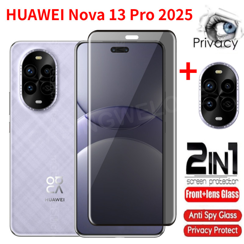 Spyproof ป้องกันหน้าจอสําหรับ HUAWEI Nova 13 Pro Huawei nova 13i Nova 14 Pro 14i Nova13 Nova13i 4G 5G 2025 Full โค้งความเป็นส่วนตัวกระจกนิรภัยกล้องเลนส์ฟิล์ม