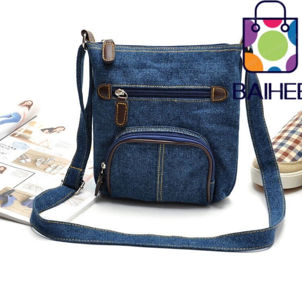 Baihee กระเป๋าสะพายผ้ายีนส์ Body Cross Messenger กระเป๋าถือผู้หญิง