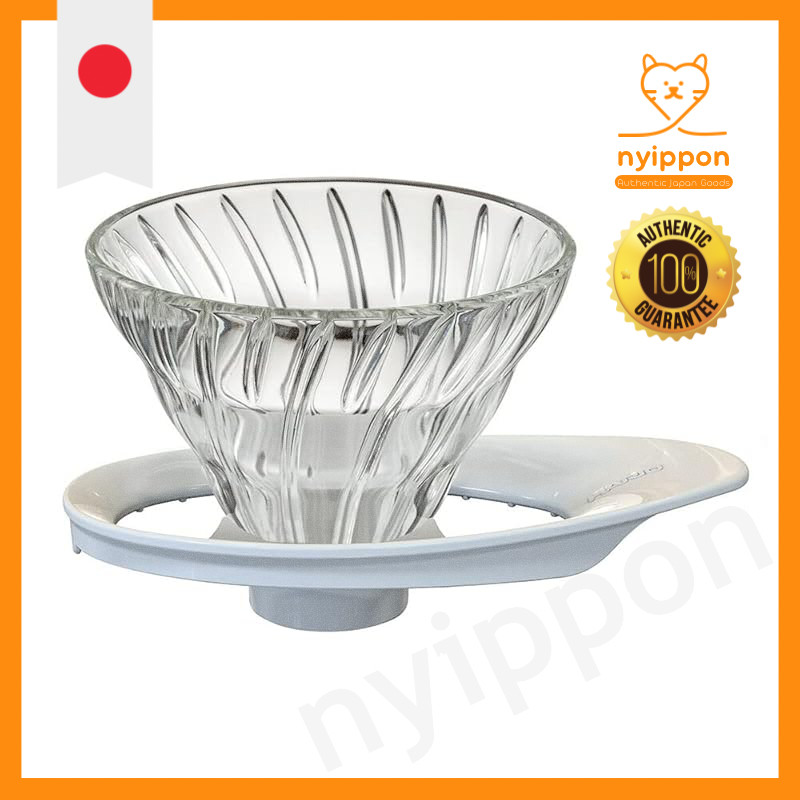 HARIO V60 Heat-Resistant Glass Dripper 01 for 1-2 cups, White, Made in Japan, VDGR-01-W