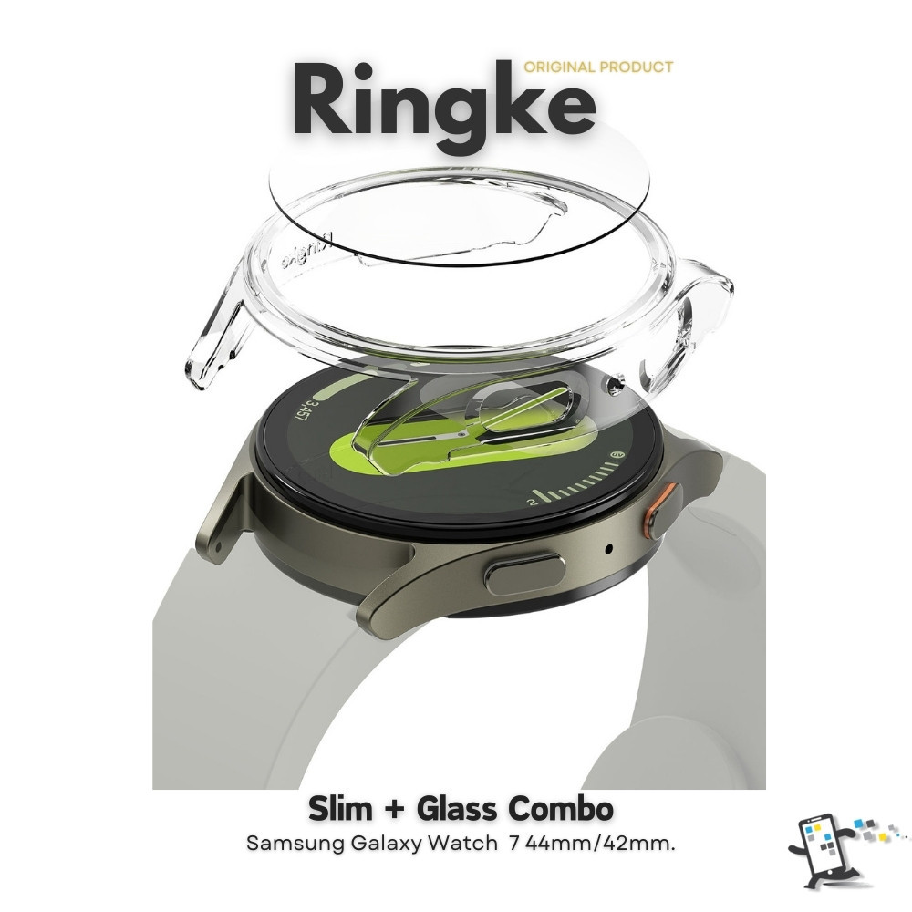 Ringke Slim + Glass Combo เคสและฟิล์มกระจกสำหรับ Samsung Galaxy Watch 7 Series 44mm และ 42mm.