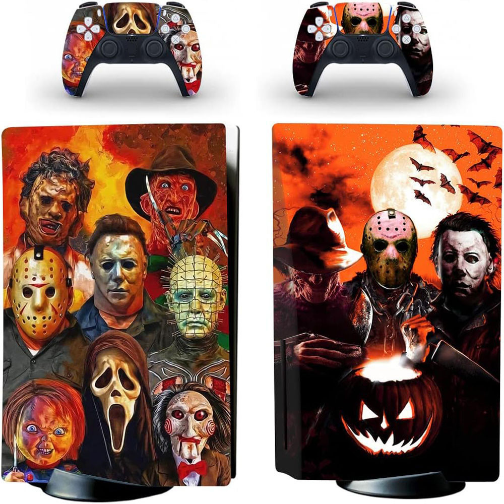 Horror Michael Jason Ghost Sticker Skin Decals สําหรับ PS5 Standard Disc Console Remote