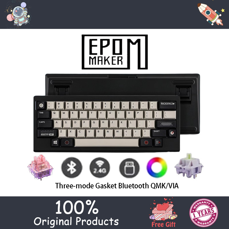 Epomaker Hack59 คีย์บอร์ดเชิงกล Bluetooth ปะเก็นสามโหมด QMK/VIA