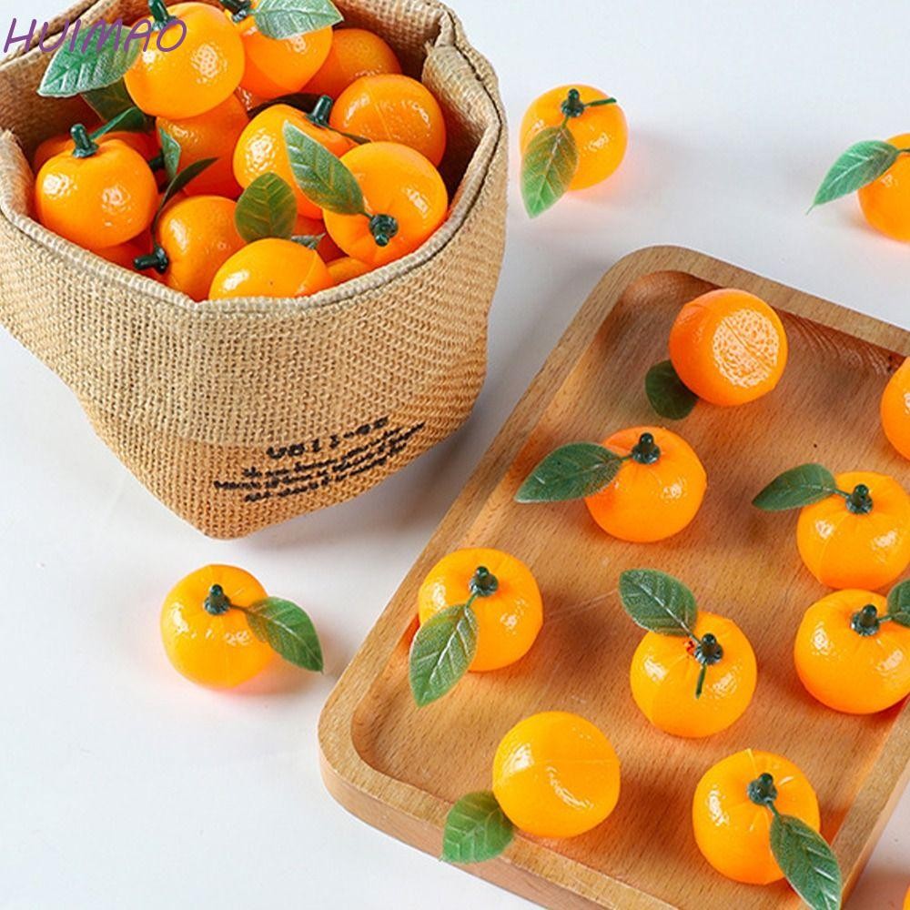 Huimao 10 ชิ้นพลาสติกเทียมสีส้ม,สมจริงมินิจําลองสีส้ม,อาหารหัตถกรรมผลไม้ปลอมตลกตกแต่งสวน