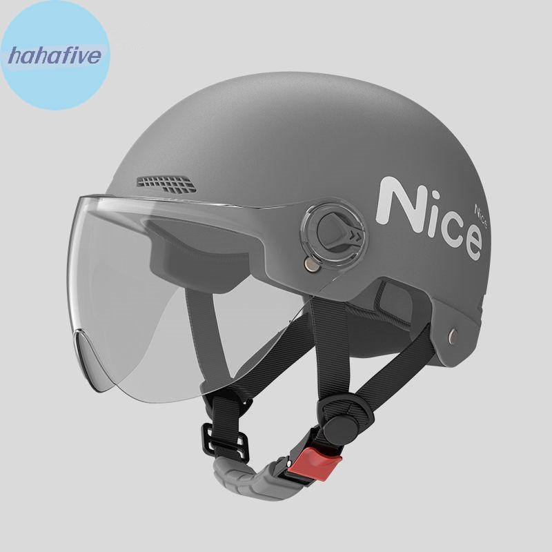 ฮ่าฮ่า 1ชิ้นแบตเตอรี่รถจักรยานยนต์ฤดูร้อนสากลสี่ฤดูกาลป้องกันแสงแดดหมวกนิรภัยครึ่งหมวกกันน็อครถยนต์ไฟฟ้าหมวกกันน็อคผู้หญิง ไทย