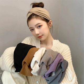 แถบคาดศีรษะกว้างสีน้ำตาลเข้มย้อนยุค สำหรับสาวผูกผม สไตล์เกาหลี ใช้งานได้ทุกวัน ป้องกันลม พกพาสะดวก
