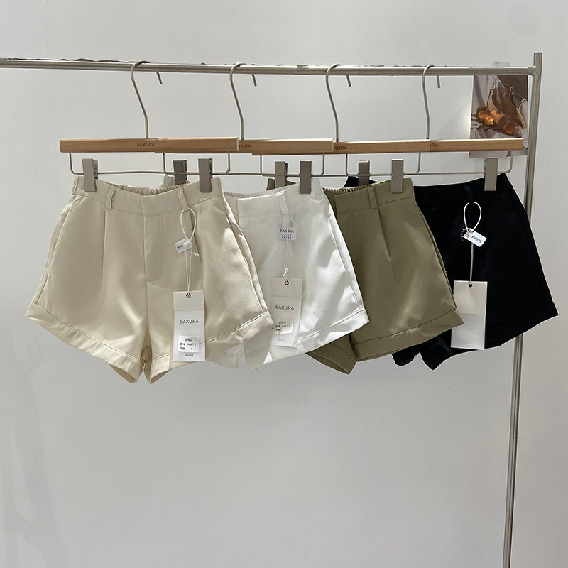REKIO S-6XL (24-44)  ผู้หญิงเกาหเอวสูงเรียบๆกางเกงขาสั้น ไซส์ใหญ่