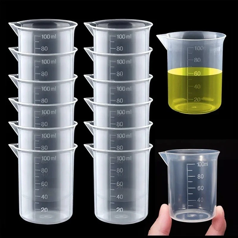 ถ้วยภาชนะขนาดโปร่งใส 1-10 ชิ้น / ถ้วยตวงพลาสติก 100 มล