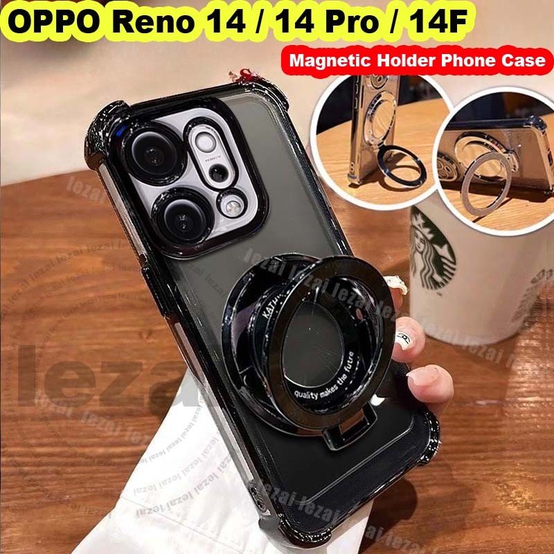เคสOPPO Reno 14 Pro 14F 5G Reno14 Pro Reno14Pro Reno14F 5G 2025เคส กรณีขาตั้งแม่เหล็กผู้ถือนุ่มกันกระแทกใสหรูหราออกแบบใหม่