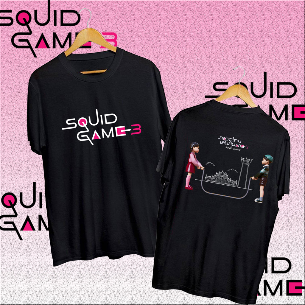 2025 เสื้อฮู้ดแขนสั้นคอกลมผ้าฝ้ายพิมพ์ลาย Squid Game ซีรีส์ทีวียอดนิยมสำหรับ Squid Game 3 T-shirt