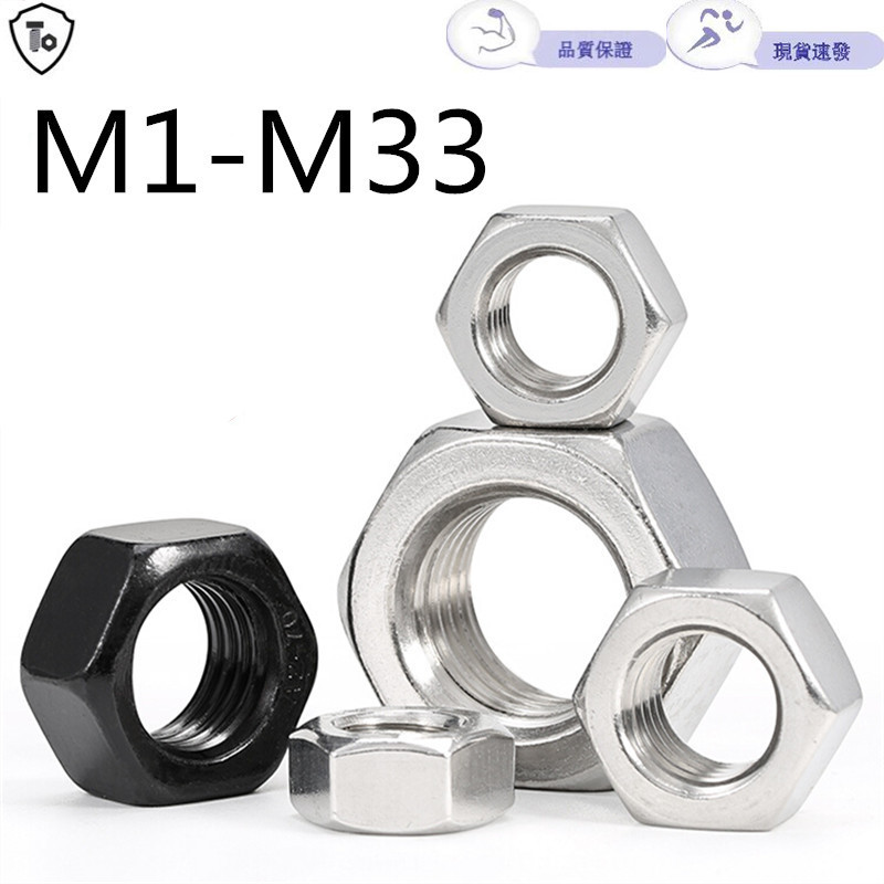 304 สแตนเลสสตีล Hex Nut M1-M33 Anti-Locking Bolt Nut สกรูสีดําหมวก M3M4M5M6M8M10M12M14M16M18M20M22M24M27M30M33 – โปรปัง