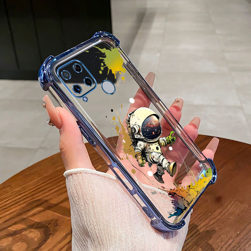 กันกระแทกcase สําหรับ Realme C15 C12 C25 C25s C21Y C25Y Narzo 30A เคสโทรศัพท์ TPU รูปแบบนักบินอวกาศใหม่ 2025 high-end ราคาถูกเปลือกนิ่มโปร่งใส