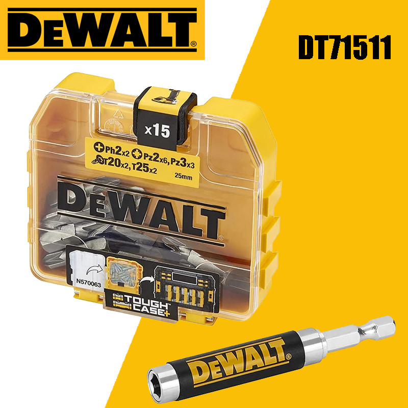 Dewalt DT71511 ไขควงชุด Bit 16 ชิ้น Telescopic Magnetic Holder แทรกเก็บสว่านไฟฟ้า Bits PH2 PZ2 PZ3 T
