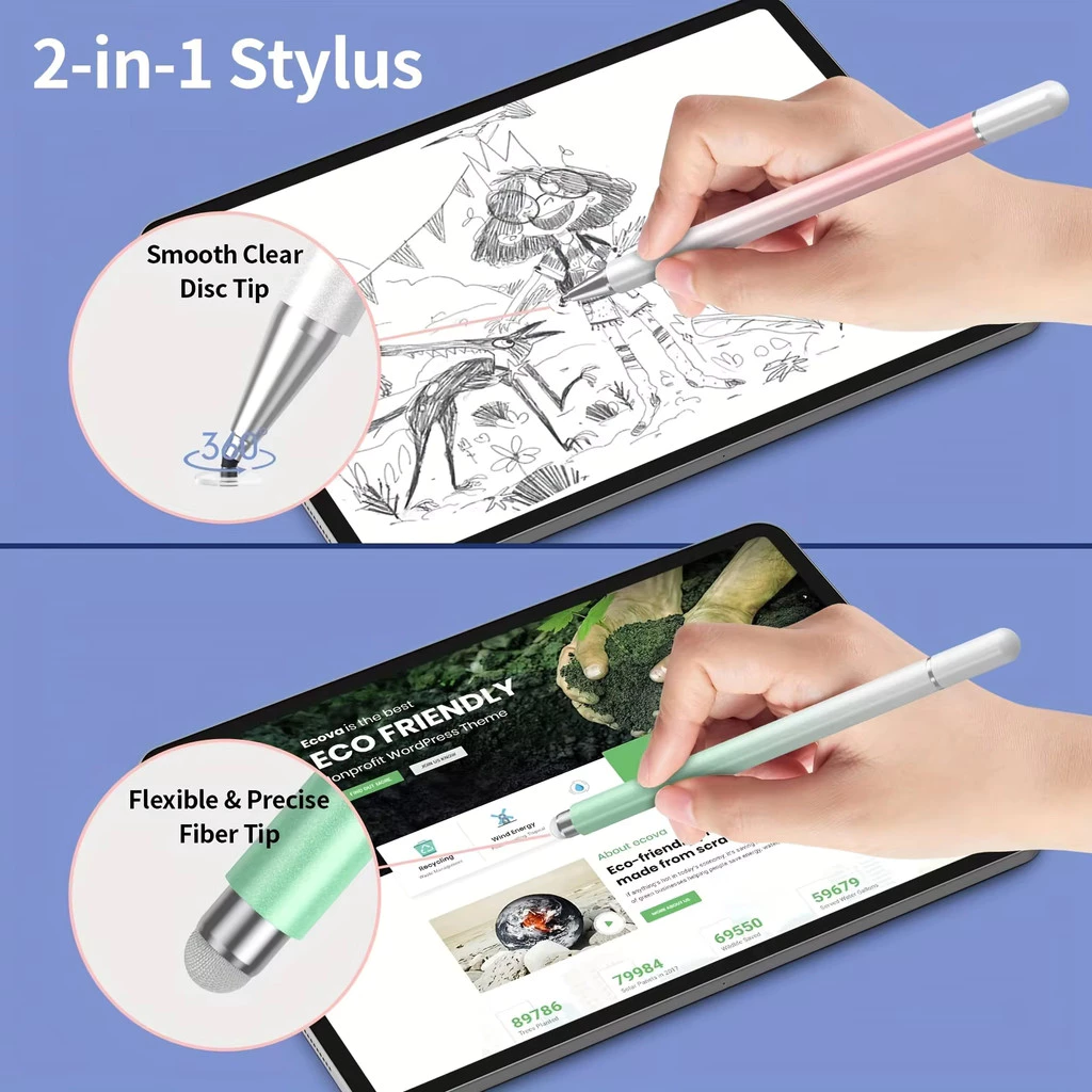 ปากกาสไตลัสแบบ Dual-Tip แบบแม่นยํา 2-in-1 สําหรับสมาร์ทโฟนและแท็บเล็ต, หน้าจอสัมผัสแบบ Capacitive สากล, พลาสติกทนทานสําหรับการวาดภาพและเขียน, อุปกรณ์เสริม 3C thumbnail 7