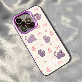 แมวโบว์น่ารัก เคสไอโฟนหรูหราไฮโซ เคสโทรศัพท์ For iPhone 11 13 12 14 15 16 Pro Max 8P 7Plus X XR XS Max SE เคส กันกระแทก