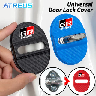 1/4ชิ้น Toyota GR รถล็อคประตูหัวเข็มขัดปก คาร์บอนไฟเบอร์ ล็อคประตูรถยนต์ ฝาปิด ที่ล็อคประตูรถ ฝาครอบป้องกัน สำหรับ Toyota Prius Fortuner Corolla Cross CHR Camry Wish Vios Veloz Estima Sienta Yaris Ativ Altis Hilux Revo bZ4X Hiace
