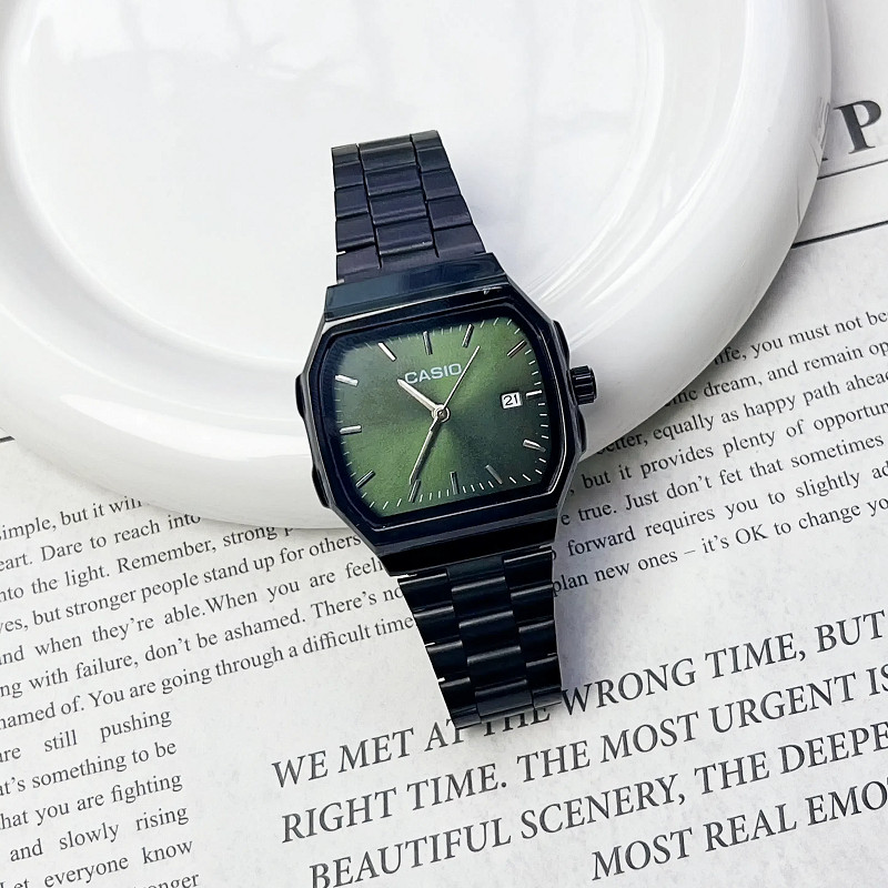 แคลิฟอร์เนีย... Sio ใหม่แฟชั่นคลาสสิก Retro Black Series สายสแตนเลสกระจกสแควร์นาฬิกาผู้ชายและผู้หญิงนาฬิกาควอตซ์